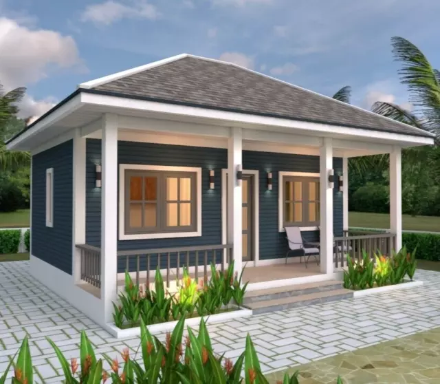 23x21 Feet Tiny House Plans 8x6.5 Meter 1 Bed 1 Bath Hip Roof PDF (A4 Hard Copy)