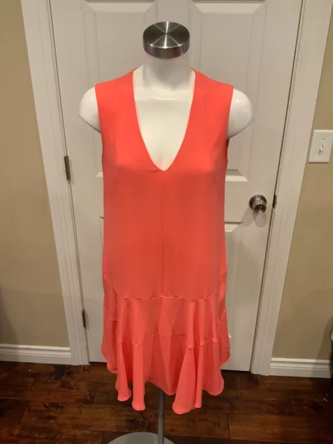 BCBG Max Azria Coral Reef Pink "Clea" Drop Waist Trapeze Dress, Size XS