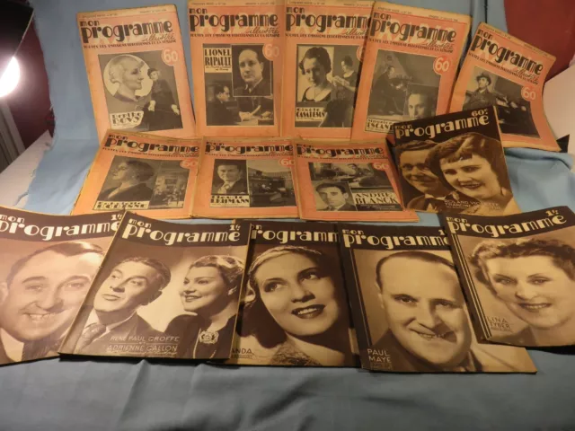 LOT de 14 rares  REVUES* MON PROGRAMME* années 1936 , 1937,1938   - A VOIR