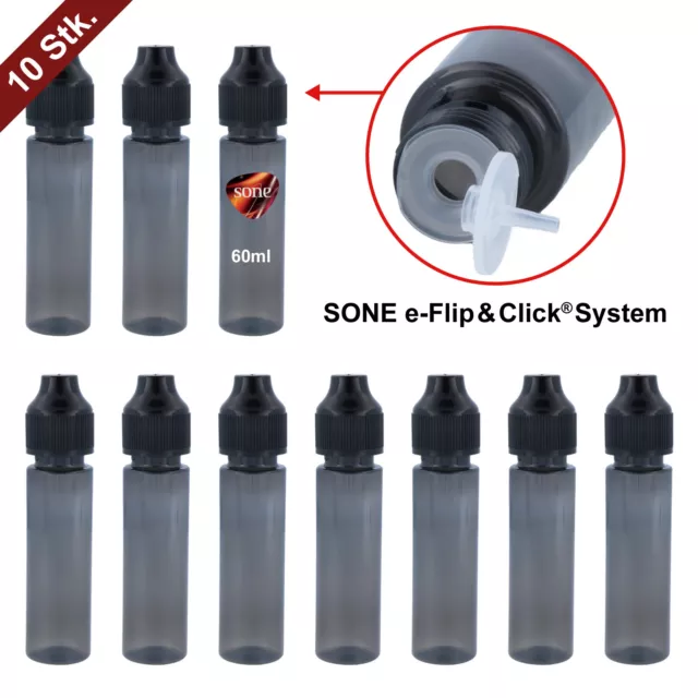 10 x SONE Products Leerflasche 60ml ⭐ mit e-Flip & Click® System für Liquid Base