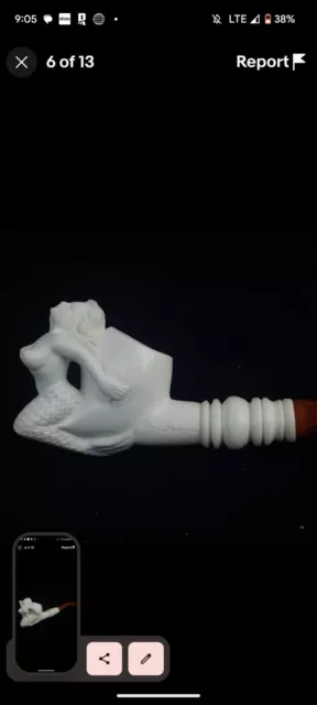 AGovem Handcarved Nude Mermaid Block Meerschaum Smoking Pipe, Pfeife AGM-1203