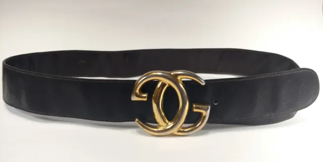 Vintage Gucci GG Brown Leather Women's Belt Size 36"