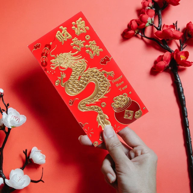 30 sobres rojos para el año del dragón, paquetes rojos, sobres de la suerte,