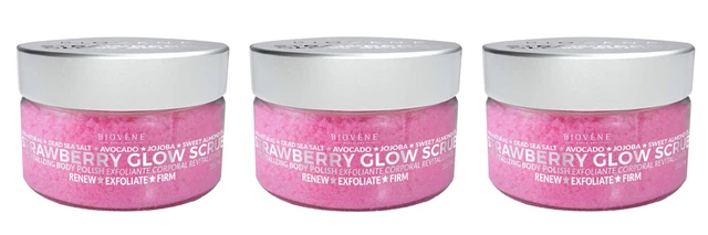 3 X BIOVENE Glow Strawberry Body Scrub 200g