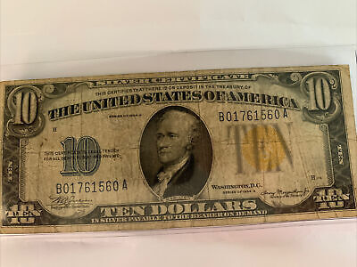 1934-A $10 Ten Dollars Blue Seal Silver Certificate Currency Note