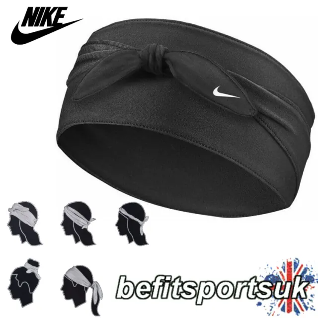 Nike Dri Headband Bandana Tie Womens Ladies Training Sports Gym Sweatband Black