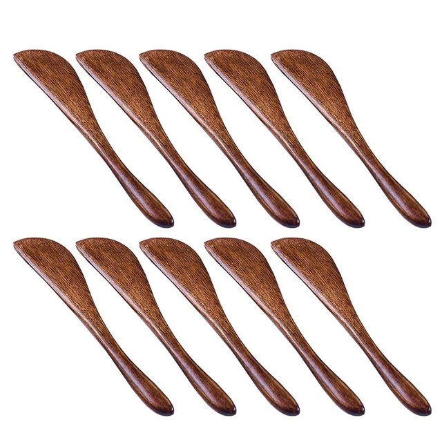 10 Pack Wooden Butter , 6 Inch Condiment Wood Super Handy Kitchen Utensils Z9S1