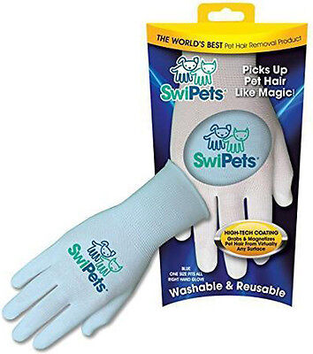 SwiPets Pet Hair Cleaning Glove Blue New Dog Cat Grooming Product Fur Removal