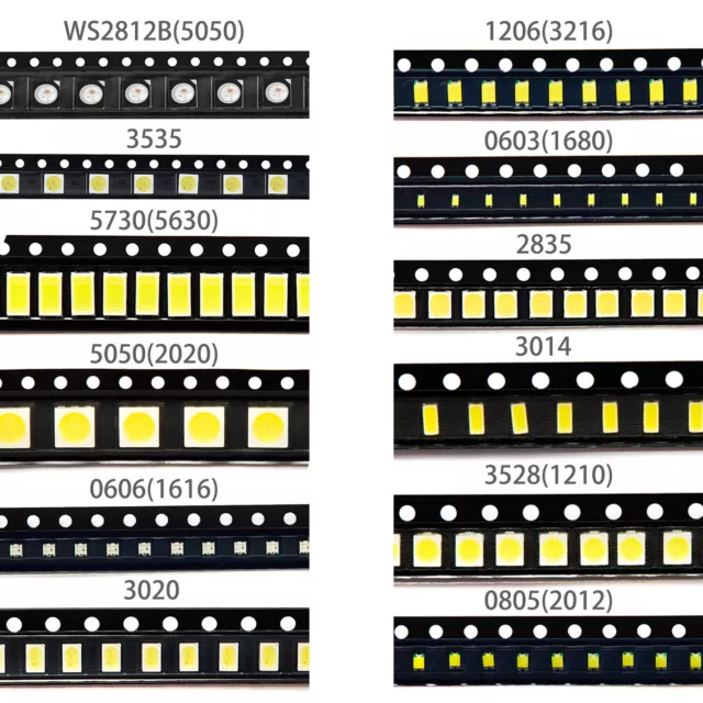 100PCS 0402 0603 0805 1206 3535 3528 5730 SMD LED Diode White Red Green RGB UV