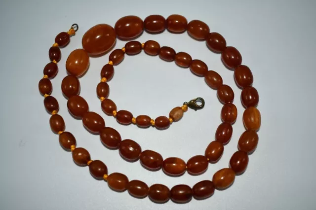 Stunning Genuine Natural Old Baltic Amber Oval Beads Necklace Very High Quality.