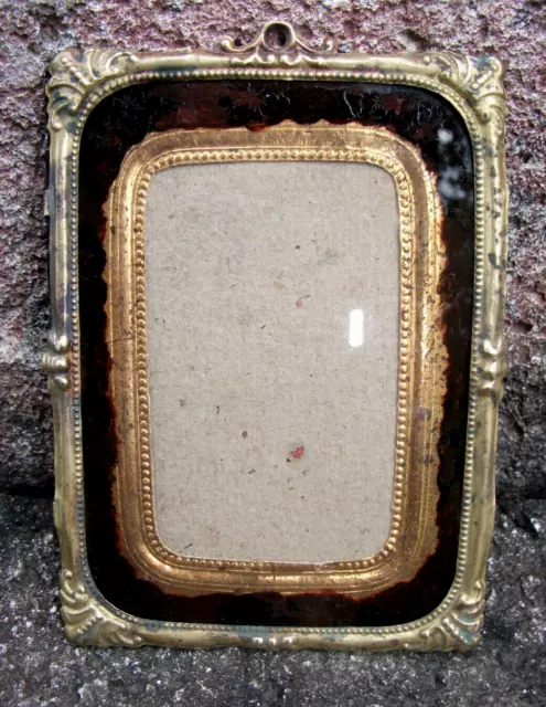 Cadre Napoléon III doré +verre ancien 9 X 13 Vue de la M.Louise 5,5 X 8,5 cm