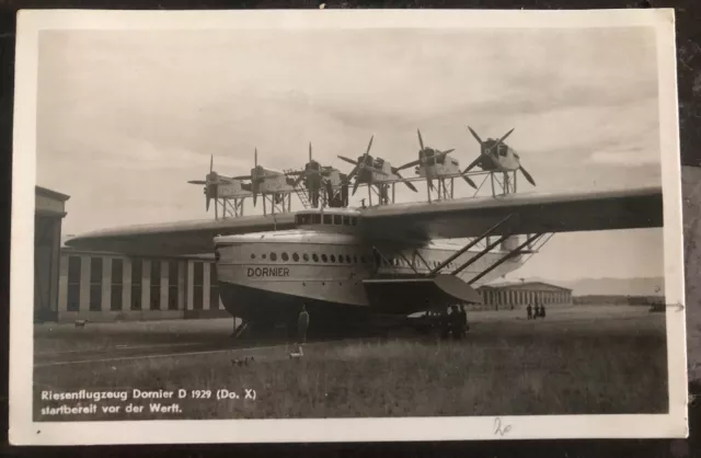 Mint Germany RPPC Real Picture Postcard Do X Flying Boat In The Front Yard