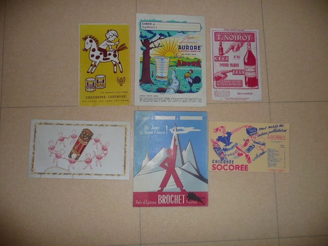 Lot de 4 buvards + 2 protèges cahiers vintage