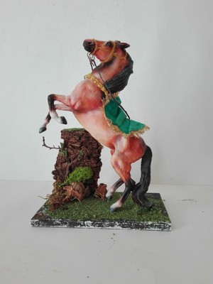 Napoli Cavallo rampante terracotta occhi di vetro presepe napoletano 