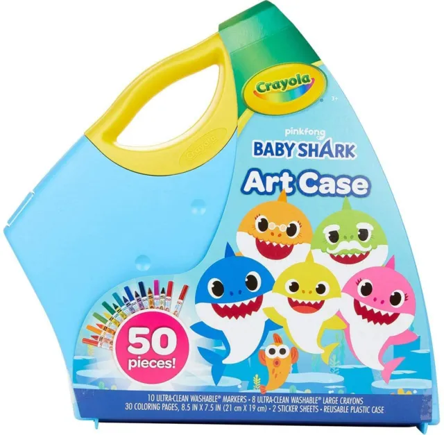 Crayola Baby Shark Coloring Set Gift for Kids 3+ Baby Shark Art Case 50 Pieces