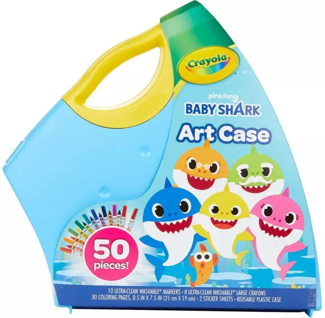 Crayola Baby Shark Coloring Set Gift for Kids 3+ Baby Shark Art Case 50 Pieces