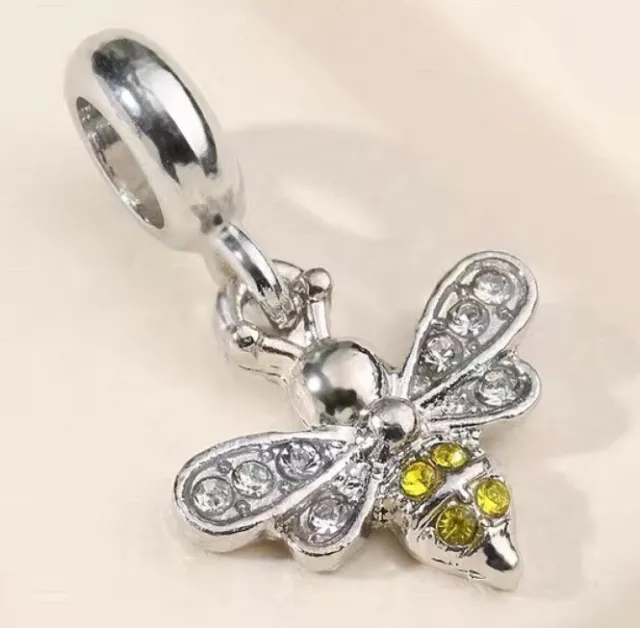 Honey Bee w/ crystals Charm 925 Silver Brand New Uk Stock