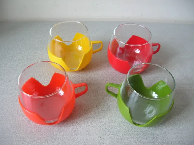 Lot de 4 anciens verre tasse chope à grog Negrita design des années 1970