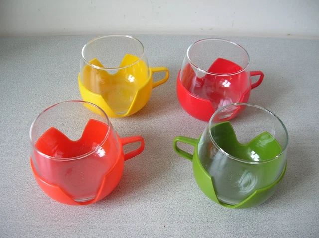 Lot de 4 anciens verre tasse chope à grog Negrita design des années 1970