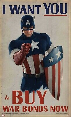 Captain America Buy US War Bonds Propaganda Poster Marvel Avengers USA