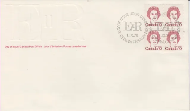 Canada #593A 10¢ Queen Elizabeth Ii Block First Day Cover