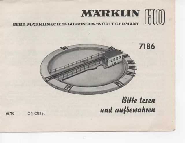 Anleitung für Märklin  Drehscheibe 7186  (1962)