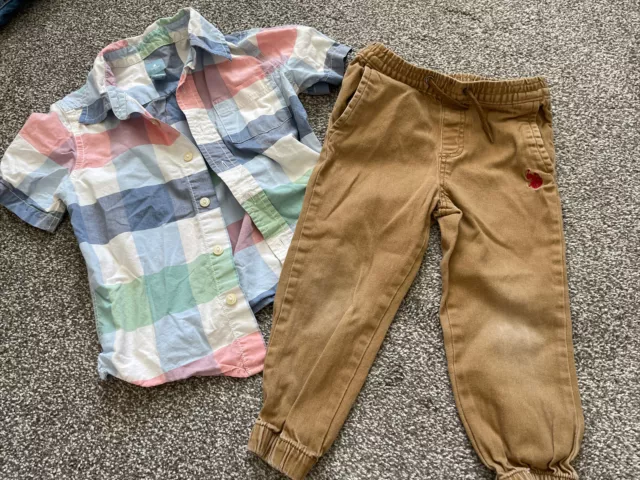 US Polo Baby Gap Little Boy Talla 4T Traje de jeans a cuadros con botones