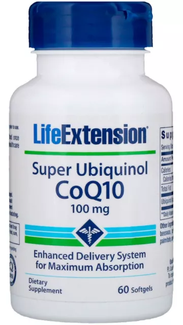 Life Extension Super Ubiquinol CoQ10 200mg/100mg/50mg Co-Enzyme Q10 3 Tailles