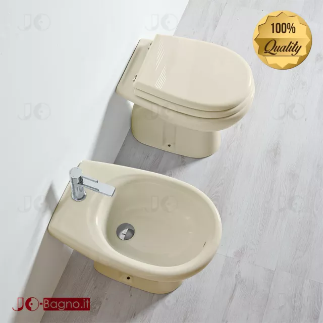 Sanitari Bagno Champagne 51x37 cm con Vaso e Bidet in ceramica YOU e Copriwater