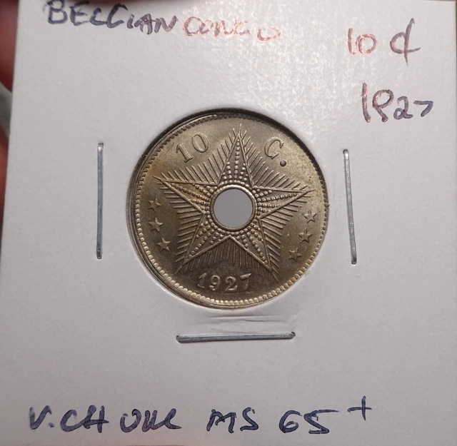 Belgian Congo 10 Centimes 1927 Very Choice Unc