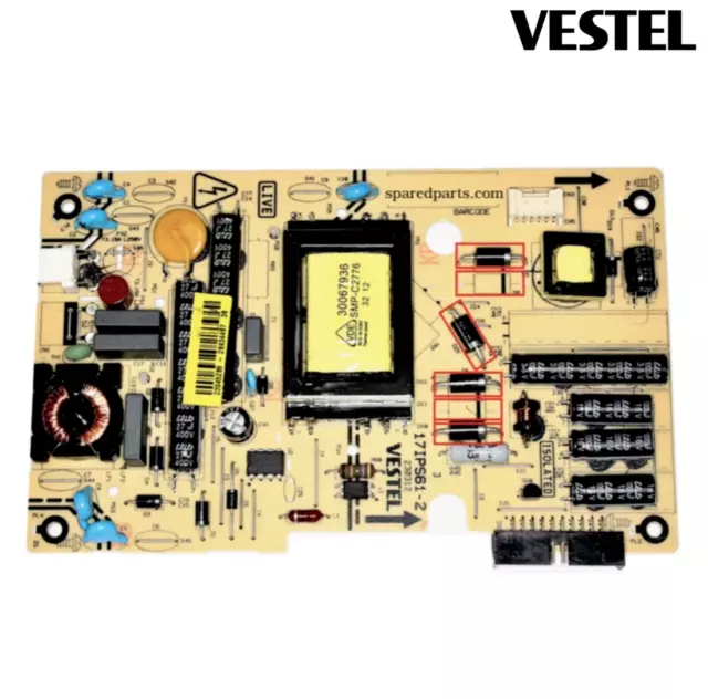 VESTEL 17IPS61-2 / 17IPS61-3 Power Board Diodes Repair Kit - TOSHIBA BUSH LED TV