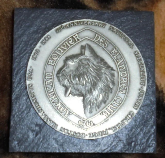 American Bouvier Des Flandres Club Large Coin Plaque 25Th Anniversary 1963-88 Ma