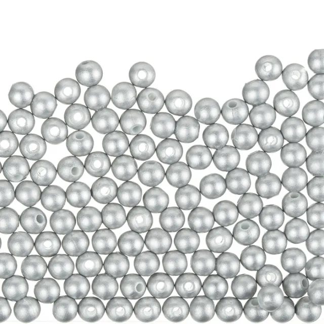 Round Acrylic Faux Pearl Beads 6mm (Shiny Grey) Pack of 200 (F70/3)