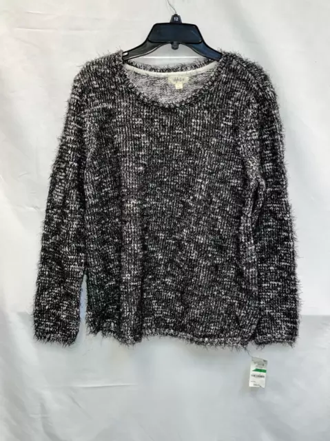 MSRP $60 Style & Co Eyelash Black Sweater Size Large