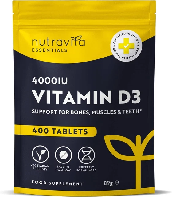 VITAMIN D TABLETS 4000 IU - Vegetarian D3 4000 - 400 VIT D - High... £ ...
