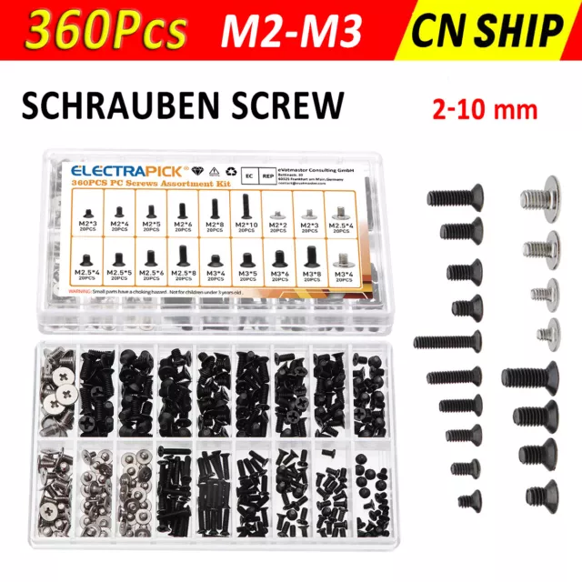 360 Stk Schrauben Reparatur Zubehör Screw Assorted Set Für Laptop Handy Computer