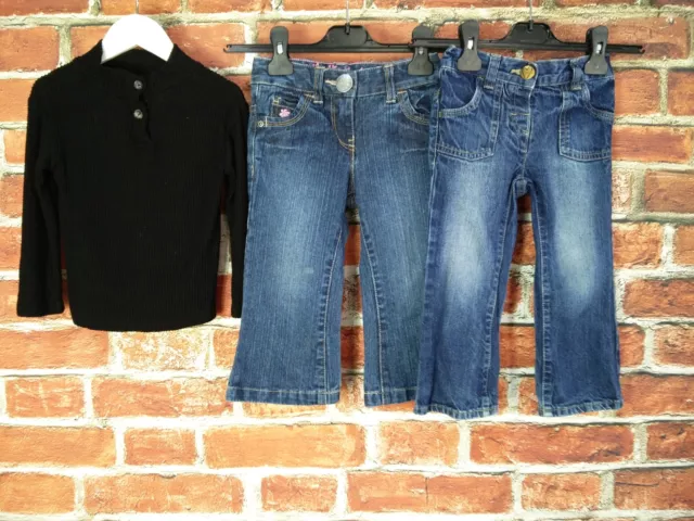 Girls Bundle Aged 2-3 Years Next Zara Long Sleeve T-Shirt Blue Demin Jeans 98Cm