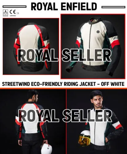 100% Originale Royal Enfield " Streetwind Eco-Friendly Riding Jacket-Off Bianco
