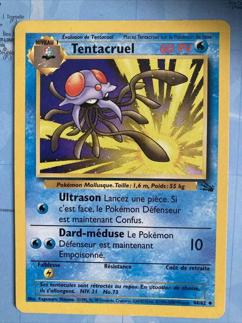 CARTE POKÉMON TENTACRUEL 44/62 EDITION 2 ED2 Fossile NM VF FR EUR 3,00 ...