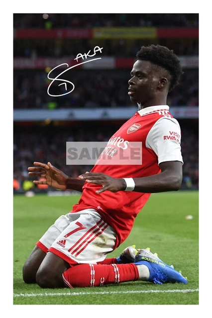 Footballer Autograph A4 Poster, Wall Art, Print Bukayo Saka Arsenal