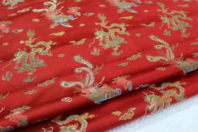 Faux Silk Brocade (Rainbow Colors)Jacquard Damask Kimono Fabric Material*BC7