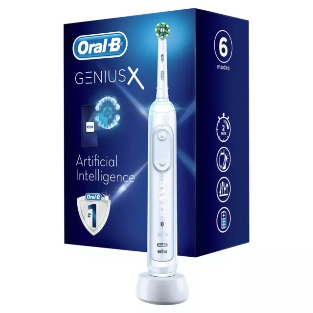 Oral-B Genius X White Electric Toothbrush Designed By Braun Cross Action Head