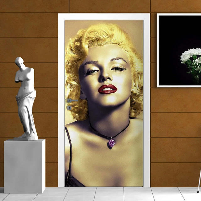 Decorazione adesiva Porta Marilyn con rossetto sticker lavabile pvc varie misure