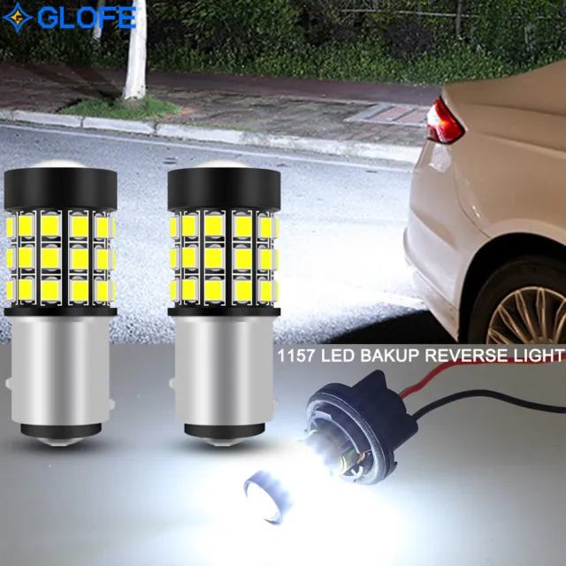 2X GLOFE 1157 2057 LED Turn Signal Brake Reverse Parking Light Bulb White Strobe