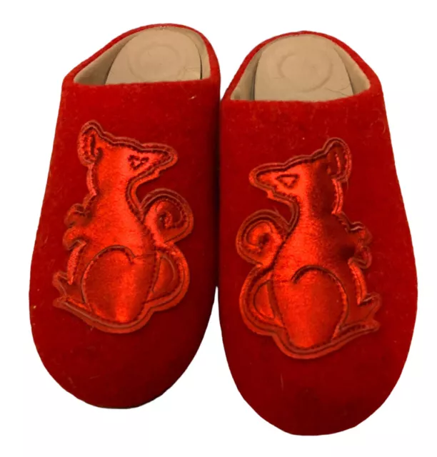 FitFlop Shoes Women's Size 9  Mules Clog RED  Leather Suede Slippers