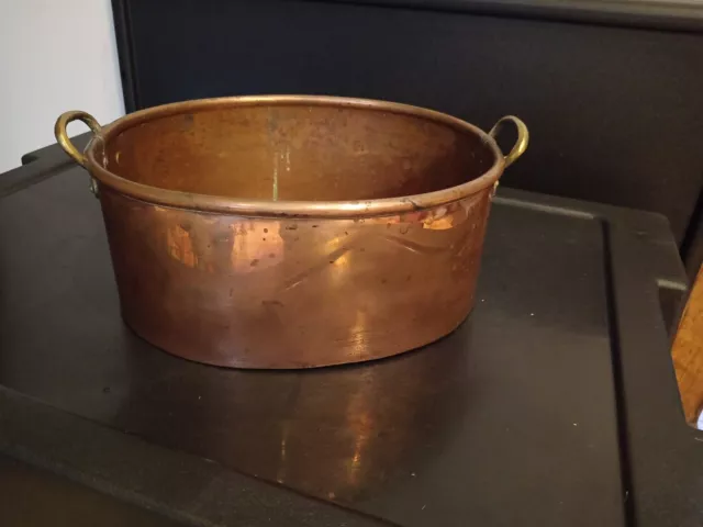 ANTIQUE COPPER VICTORIAN KITCHEN PRESERVES PAN BRASS 19th Century