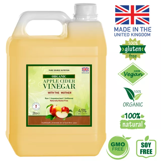 Pure Source Nutrition Apple Cider Vinegar With the "Mother" 2Litre 100% Organic