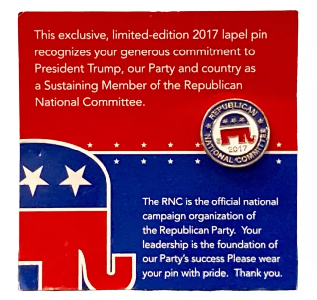 Republican RNC Limited Edition 2017 Lapel Pin On Original Card