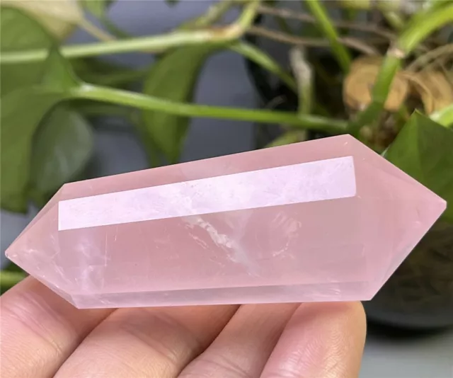 12 Side Natural Rose Quartz CRYSTAL Point Wand VOGEL STYLE Double Terminated