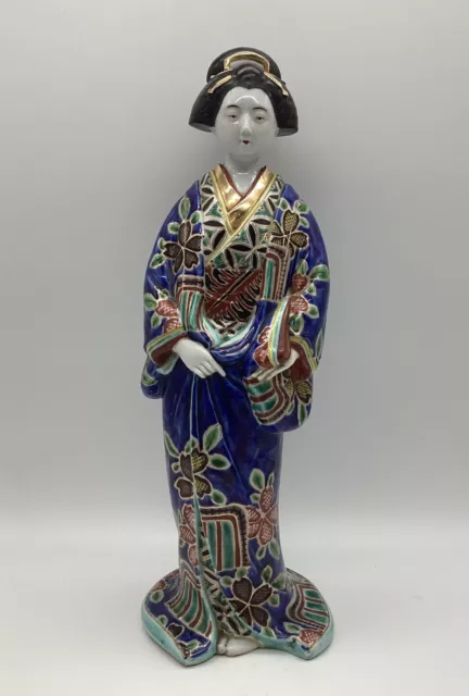 Antique Japanese Imari c1900 Meiji Period Kutani Geisha Lady Figure Porcelain